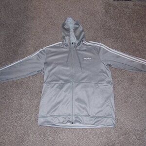 adidas Men's Essentials 3-stripes Fleece Hoodie Grey/White Size XL